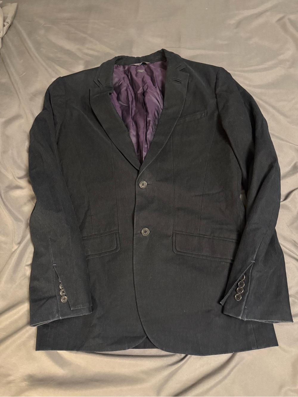 Armani Exchange Black Corduroy Blazer with Purple Lining 38R - see description